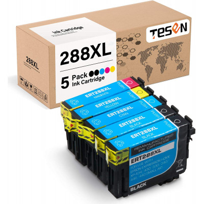 TESEN Remanufactured Ink Cartridges Replacement for Epson 288XL T288XL 288 T288 Ink 5 Pack